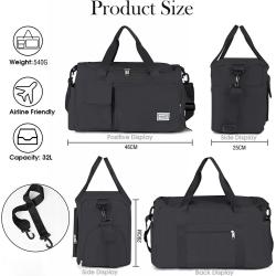 Gelory Waterproof Duffle Sport Bag Travel Duffle Bag Shoes Pocket Multifunction Dry Wet Separation Overnight Gym Bag