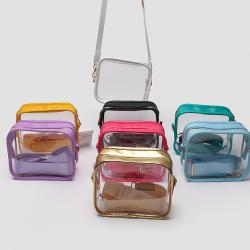 Keymay Summer New Multicolor Waterproof Adjustable Strap Transparent PVC Shoulder Bag Clear Crossbody Messenger Bag