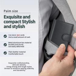 Custom Card Case Large Capacity Wallet Leather  Aluminum Pop-Up Wallet Spacious With Id Window Card Holder