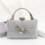 Polyester Cheongsam Flowers Party Bag Bolsos New Fashion Ladies Handbags Pure Color Diamond Dinner Bag