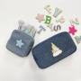 Denim Make up Pouch Blue Cosmetic Bags Mini Medium Zipper Pouches Soft Durable Cosmetic Purses Denim Makeup Bags