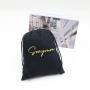 Custom Gold Logo Cotton Packaging Bag For Children Sock Clothing Organic Gift Drawstring Cotton Muslin Shopping Bag