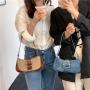 2024 New Product Retro Shoulder Bag Women Fashion Splicing and Color Collision Design Handbags PU Leather Ladies Hand Bags