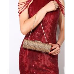 NEW Purse Metal Mesh Luxury Rhinestone Roll Gold Evening Crystal Clutch Bag