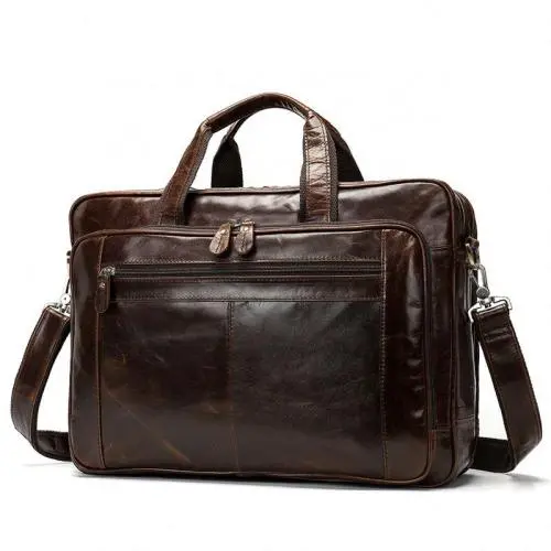 Big Men's Leather Travel Handbag Full Grain Cow Hide Shoulder Bag For Men