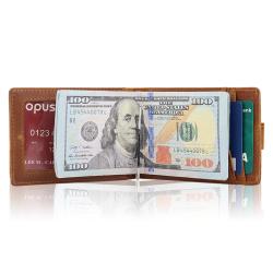Wholesale Genuine Leather Rfid Wallet Men Money Clip Crazy Horse Leather  Money Clips