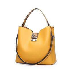 2024 Custom Snake Leather Bucket Hand Bag For Ladies 2 Pieces Set With Shoulder Strap