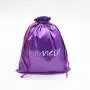Custom luxury  silk wigs packing dust bags quality drawstring gift bag for cosmetic jewellery lingerie handbags hair satin pouch