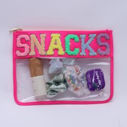 Low MOQ Custom Logo Variety Color Girl Personalized DIY Clear PVC Letters Skin Beauty Snack Chenille Bag