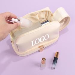 high quality luxury double layer casual travel waterproof toiletry cosmetic bags make up case for ladies zip pouch
