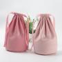 Round Bottom Pink Velvet Dust Pouch Cosmetic Drawstring Jewelry Gift Storage Bags