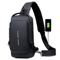 Gelory OEM Custom Logo Mens Motorcycle Chest Bag Anti-theft Sports Crossbody Bag with USB charing port
