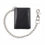 Men's Trifold Chain Wallet with Id Window and Credit Card Pockets Minimalist Genuine Leather Biker Chain Wallet