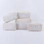Keymay Custom Pearl Letter High Quality Travel Tweed Organizer Cosmetic Bag Plaid Storage Toiletry Checkered Makeup Bag