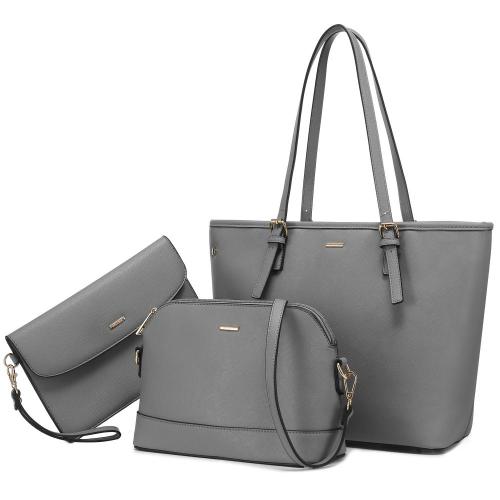 Lovevook High quality wholesale 3 in 1 set crossbody bag popular PU leather ladies tote bags women shoulder handbag set