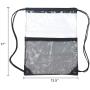 Clear Drawstring Bag PVC Drawstring Backpack with Front Zipper Mesh Pocket