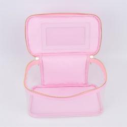 Durable Waterproof  PVC Window Portable Handle Wash Toiletry Bag Open Top Transparent Travel Cosmetic Bags Clear Toiletry Bag