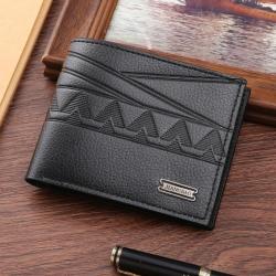Wallet men's short money clip youth fashion embossed horizontal soft leather wallet large capacity multi-card wallet