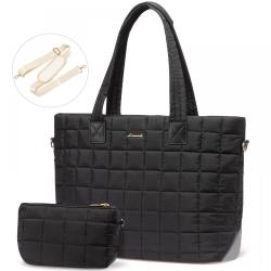 LOVEVOOK Puffer Tote Bag Women 17 Inches Quilted Business Laptop bag Large Capacity Puffy Work Purse Shoulder Bag for Travel Gym