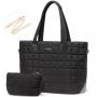 LOVEVOOK Puffer Tote Bag Women 17 Inches Quilted Business Laptop bag Large Capacity Puffy Work Purse Shoulder Bag for Travel Gym