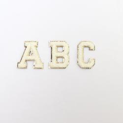 Keymay High Quality 5.5cm Height Gold Glitter Alphabet Varisty Letter Patches Self Adhesive Patch Chenille Letter Patches