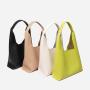 Fashionable New Design One-Shoulder PU Bucket Tote Bag Women Simple Vintage Style Zipper Closure Letter Decoration All Seasons