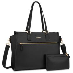 LOVEVOOK OEM 15.6 inch large capacity canvas women ladies laptop tote bags quality leather office handbag for business work 2024