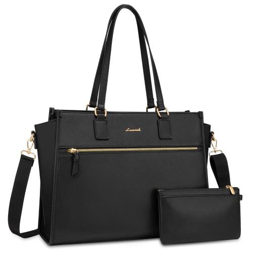 LOVEVOOK OEM 15.6 inch large capacity canvas women ladies laptop tote bags quality leather office handbag for business work 2024