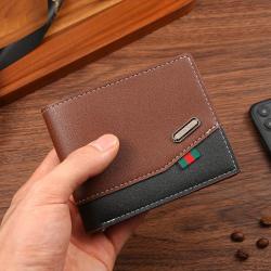 Men's short wallet patchwork vintage men's leather wallet multi card slot soft leather money clip factory
