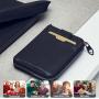 Minimalist Leather Zipper Wallet For Women And Men Slim Multi Card Holder Rfid Blocking And Keychain Ring Card Case