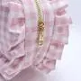 Keymay Fashion Girls Cute Organizer Zipper Pouch Gingham Pouch Check Cosmetic Bag Makeup Bag with Ruffle Edge