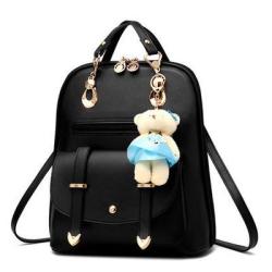 Bags for women Korean Fashion PU Leather Backpack New Casual College Style with Hanging Bear Portable Single Strap for Students