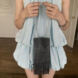 2024 Summer Mini Phone Bag Versatile Crystal Diamond Cell Phone Purse Fashion Crossbody Braided Bag