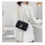 2021 New  Pleated Ladies' Bag Solid Color Luxury Shoulder Bag Fashion Chain Small Thread Square Zipper Bag With Lock