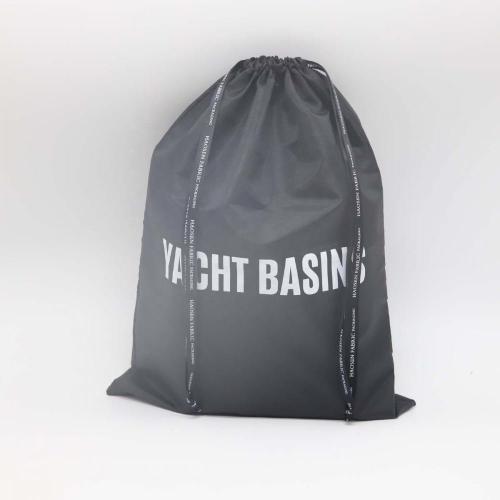 Custom White Logo 210 D Polyester Drawstring Clothes Storage Bag Shopping Bag Promotion Polyester Fiber Gift Shoe Dust Pouch