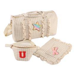 New Products For Spring Season Ruffle Bags Storage Women's Plaid gym bags Gingham Duffle Bags For Women