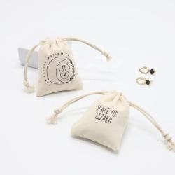 Custom Logo Printed Small Canvas Drawstring Pouch Cosmetic Nail Polish Makeup Packaging Cotton Canvas Gift Bag