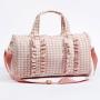 RTS Stock 4 Colors Polyester Ruffle Personalized Glitter Patches Custom Women Girls Travel Gingham Duffel Bags