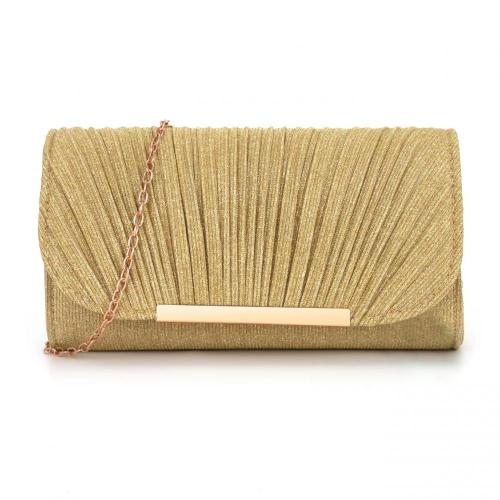 Wholesale Ladies Fancy Bags Glitter Striped Pleated Evening Bag Shoulder Wrinkle Clutch Bags Handbags For Woman