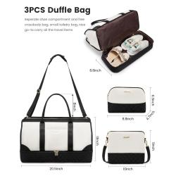 LOVEVOOK OEM 3 Pcs Set Weekender Bags for Women Travel Duffle Bag with Shoe Compartment Carry on Overnight Purse Gym Duffel Bag