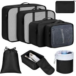 Gelory Factory Wholesale Hot Sell Foldable Suitcase Organizers Bag Travel Luggage Storage Packing Cubes 8pcs Set