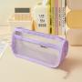 Gelory Custom School Student Simple Mesh Exam Stationery Bag Double Sided Transparent Pencil Bag