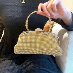 Bolsos New Fashion Ladies Bag Pure Color Diamond Encrusted Handbag Metal Dinner Cross-body Bag for Women