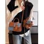 Spliced Contrasting Color Small Square Bag For Women's 2024 New Texture Minimalist Crossbody Bag Fashionable Shoulder Bag