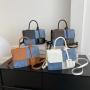 Luxury design splicing contrast color small square bag 2024 new texture simple crossbody bag fashion shoulder bags for women