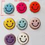 Stock Multi Colorful Cute Embroidered Sticky Applique for Clothing Smiley Face Rainbow Letters Heart Adhesive Chenille Patch
