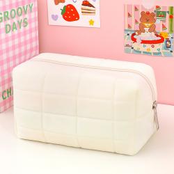 Travel Storage Bag Portable Large Capacity Bag short fiber Pure Color Makeup Bag Fashion Cute Zipper Pillow Pencil Case