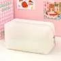 Travel Storage Bag Portable Large Capacity Bag short fiber Pure Color Makeup Bag Fashion Cute Zipper Pillow Pencil Case