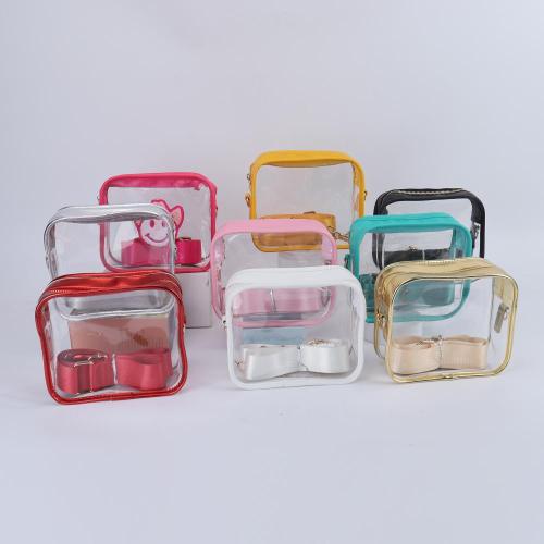New Trends Women Zipper Closed Concert purse Transparent Cosmetic Bag Designer Clear Stadium Bag PVC Crossbody Bag