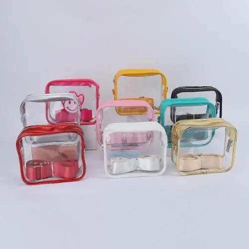 New Trends Women Zipper Closed Concert purse Transparent Cosmetic Bag Designer Clear Stadium Bag PVC Crossbody Bag